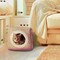 Pet Adobe Indoor Cat Pet Bed Cave with Removable Cushion Pad for Cats/Small Animals, Tan/White Animal Print 728420YHZ - alternate 1
